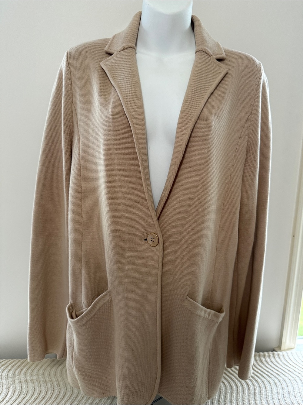 Talbots Camel Knit Single-Button Blazer